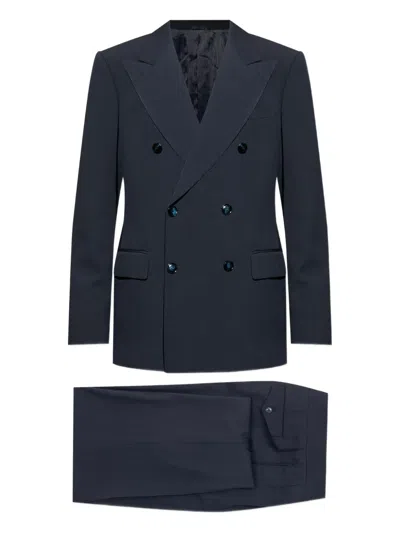 Giorgio Armani Pinstripe Suit In Blue
