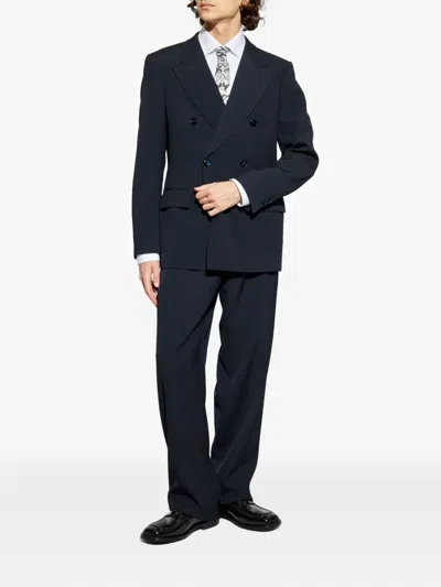 Giorgio Armani Pinstripe Suit In Blue