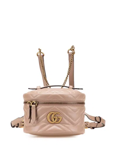 Pre-owned Gucci 2016-2025 Gg Marmont Round Matelasse Leather Backpack