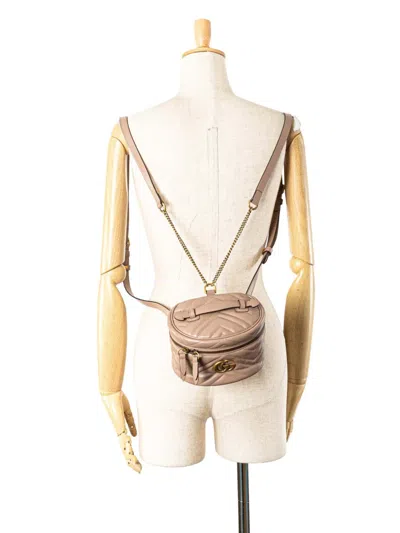 Pre-owned Gucci 2016-2025 Gg Marmont Round Matelasse Leather Backpack
