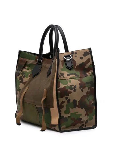 Pre-owned Dolce & Gabbana 2004-2025 Large Camouflage Canvas Shopping Tote Satchel