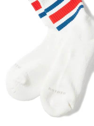 Rototo Stripe-detail Crew Socks In White