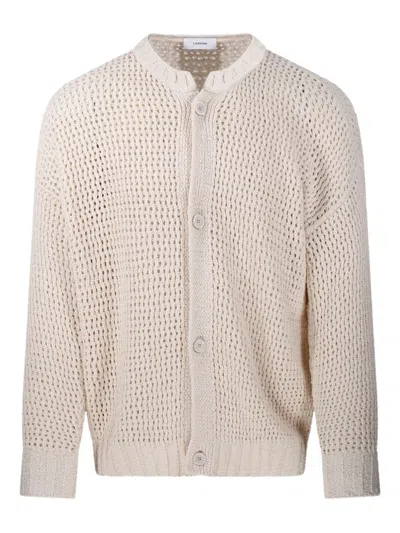 Lardini Open-knit Cardigan With Textured Pattern In White