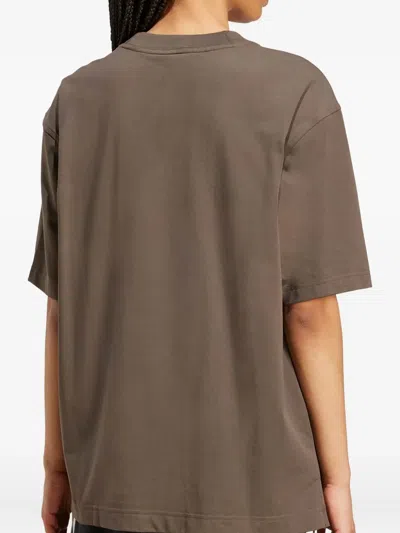 Adidas Originals Logo-appliqué T-shirt In Brown