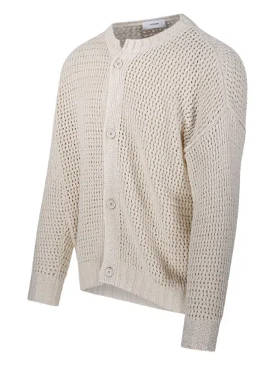 Lardini Open-knit Cardigan With Textured Pattern In White