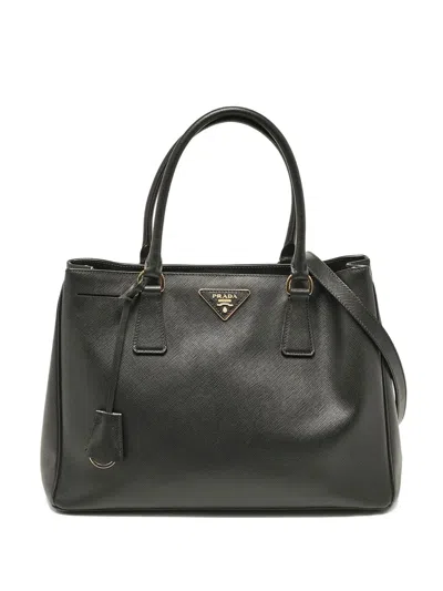 Pre-owned Prada Large Galleria Leather Shoulder Bag In Black