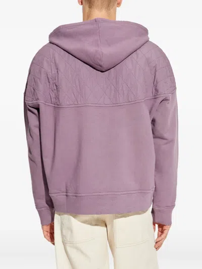 Golden Goose Quilted-panel Half-zip Hoodie In Purple