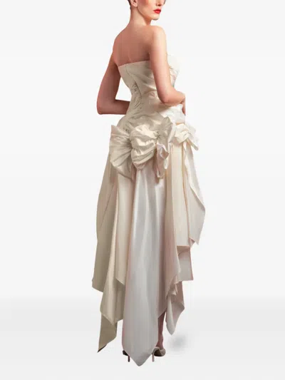 Gaby Charbachy Ruffled Asymmetrical Dress In White