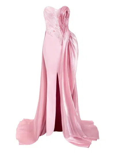 Gaby Charbachy Embellished Rose-detail Evening Gown