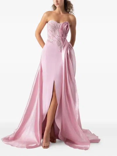 Gaby Charbachy Embellished Rose-detail Evening Gown