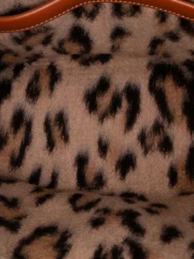 Pre-owned Celine 2023 Small Felt Triomphe Leopard Print Cabas Thais Satchel In Brown
