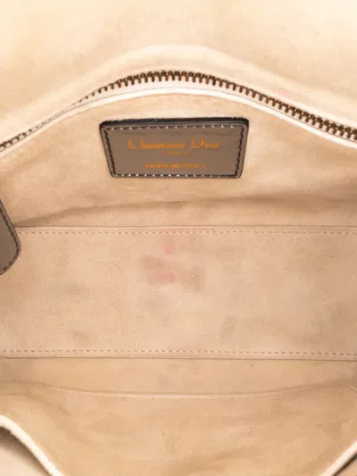 Pre-owned Dior 2018 Mini Metallic Glazed Calfskin Lady  Satchel In Silver