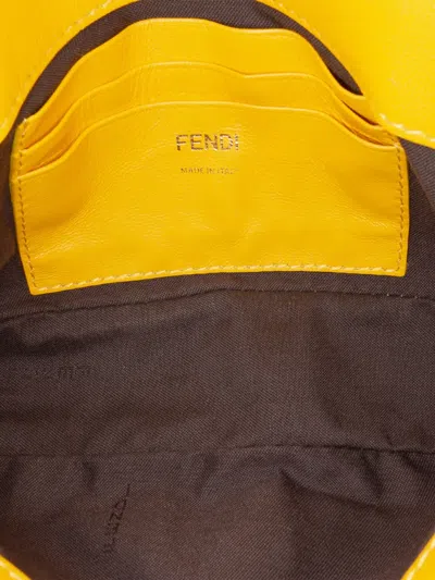 Pre-owned Fendi 2010-2025 Mini Zucca Embossed Leather Baguette Satchel