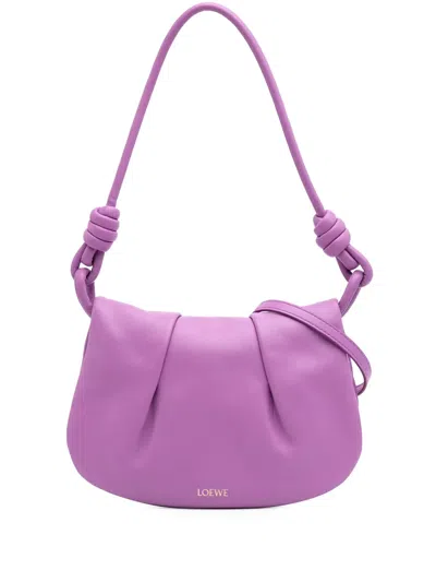 Pre-owned Loewe 2023 Shiny Calfskin Paseo Satchel In Purple