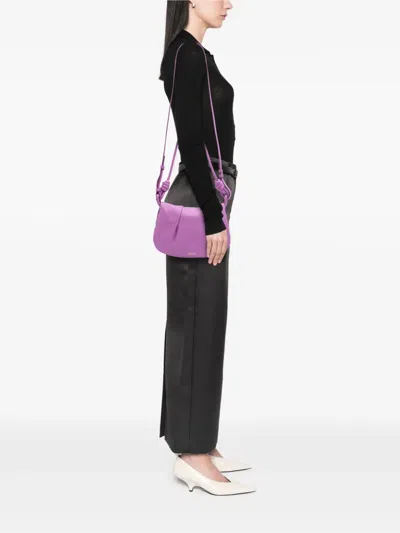 Pre-owned Loewe 2023 Shiny Calfskin Paseo Satchel In Purple