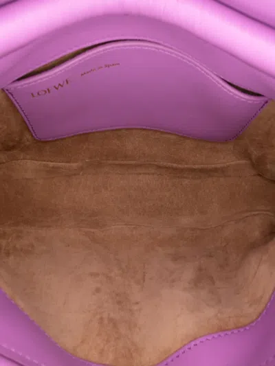 Pre-owned Loewe 2023 Shiny Calfskin Paseo Satchel In Purple