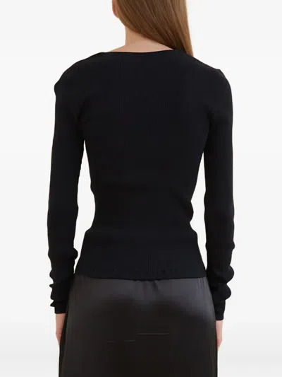 Operasport Eve Asymmetric Ribbed Top In Black