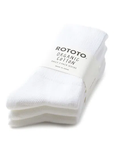 Rototo Ribbed Socks In White
