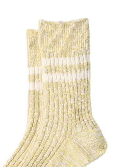 Rototo Slub-knit Stripe-detail Socks In Multi