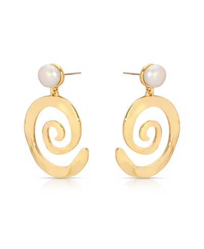 Ettika Aura Swirl Cultured Freshwater Pearl Drop Earrings