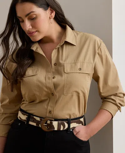 Ralph Lauren Plus Size Relaxed-fit Featherweight Cotton Shirt
