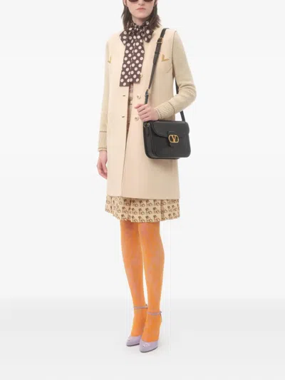 Valentino Wool-cashmere Vgold Sleeveless Coat In Neutral