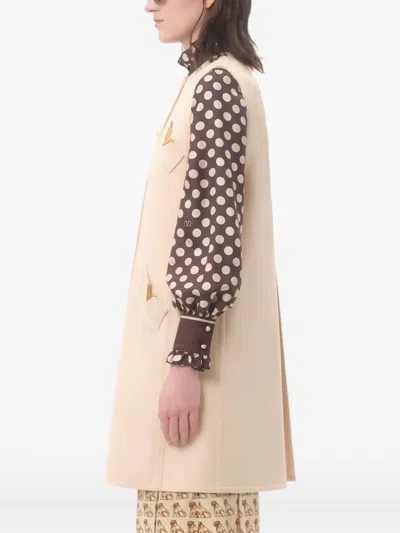Valentino Wool-cashmere Vgold Sleeveless Coat In Neutral
