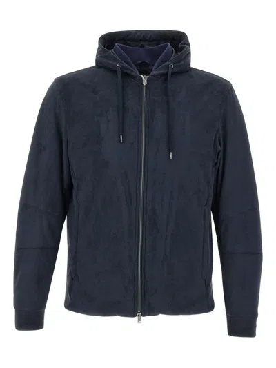 Herno Tailored Blue Coat With Zip-up Front