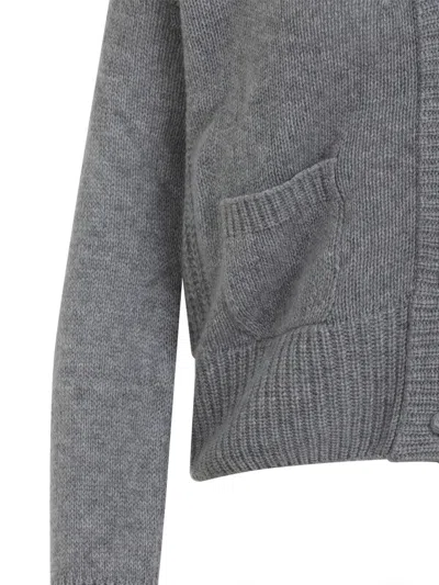 Ermanno Scervino Long-sleeved Knitted Cardigan In Gray
