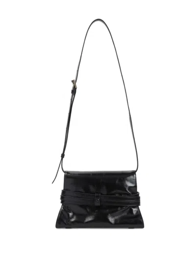 Moschino Structured Leather Shoulder Bag With Adjustable Strap