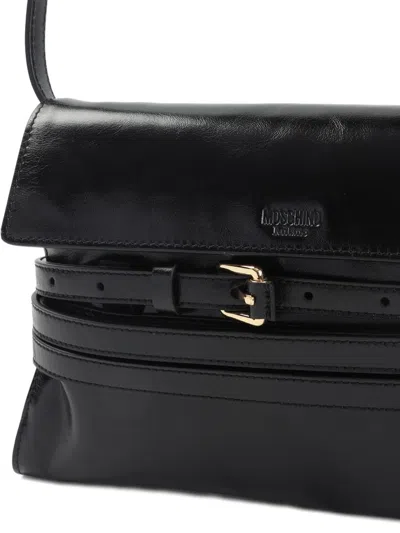 Moschino Structured Leather Shoulder Bag With Adjustable Strap