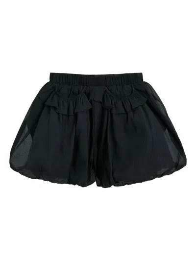 Tulleen Ruffled Shorts Set In Black
