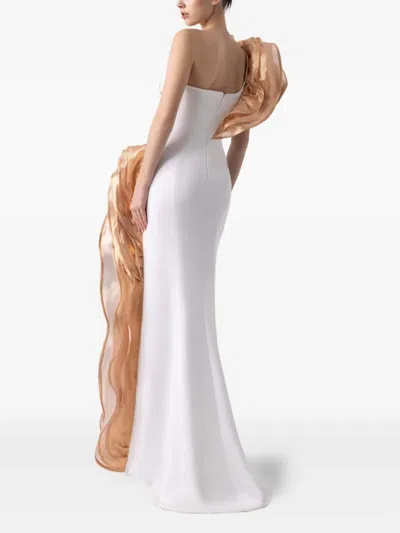 Gaby Charbachy Ruffle-detail Side-split Evening Gown In Multi