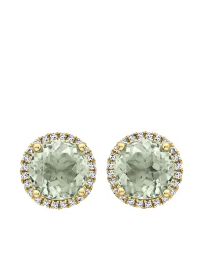 Kiki Mcdonough 18k Yellow Gold Grace Amethyst And Diamond Stud Earrings In Green