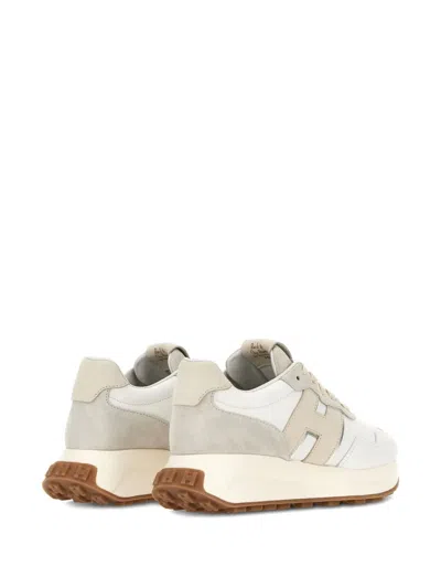 Hogan Leather Sneakers With Rubber Sole And Suede Accents In Pattern