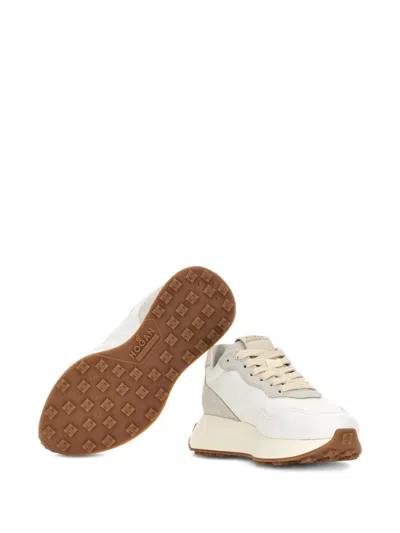 Hogan Leather Sneakers With Rubber Sole And Suede Accents In Pattern