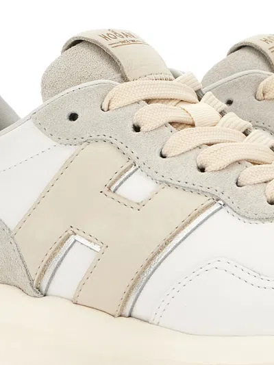 Hogan Leather Sneakers With Rubber Sole And Suede Accents In Pattern