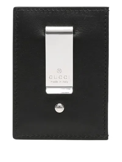 Gucci Card Holder With Money Clip Gg Marmont Black Men In Black