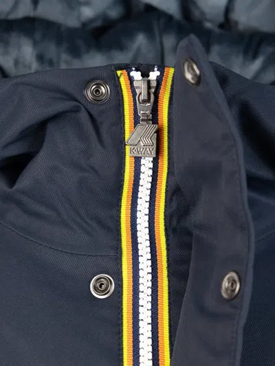 K-way Hooded Logo-patch Jacket In Blue
