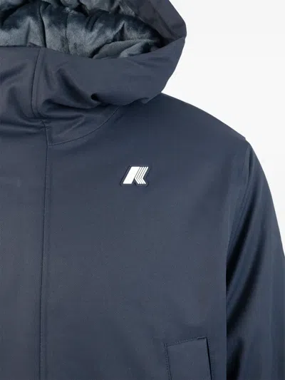 K-way Hooded Logo-patch Jacket In Blue