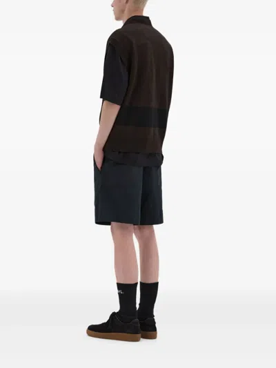 Mhl By Margaret Howell Stripe-detail Sleeveless Sweater In Brown