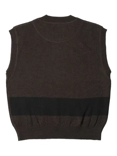 Mhl By Margaret Howell Stripe-detail Sleeveless Sweater In Brown