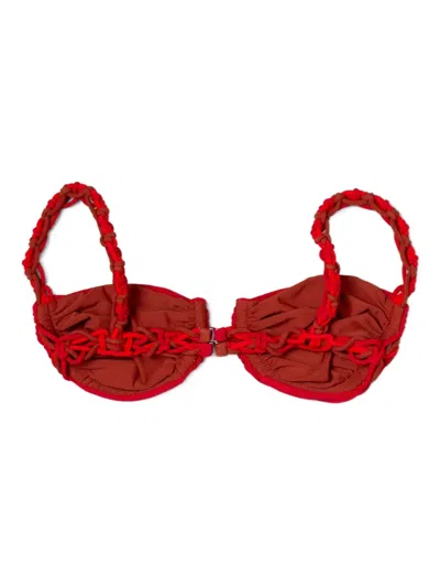 Isa Boulder Braided-strap Bikini Top In Red