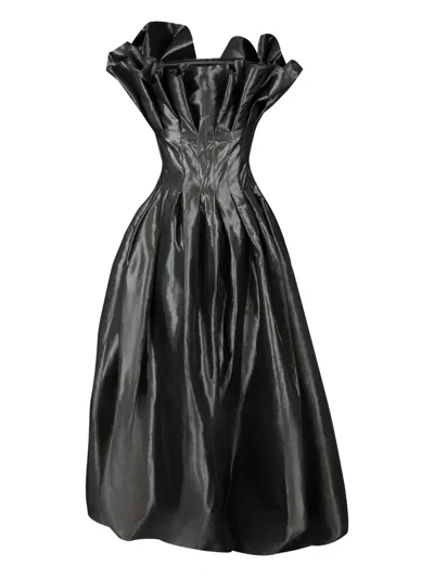 Gaby Charbachy Ruffled Draped Dress In Black