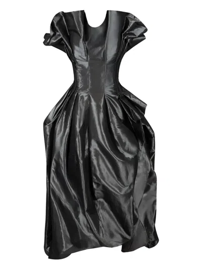 Gaby Charbachy Ruffled Draped Dress In Black