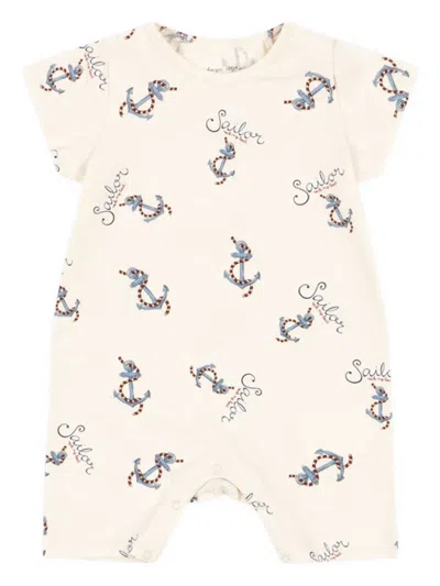 Konges Sløjd Anchor-print Short-sleeve Romper In White