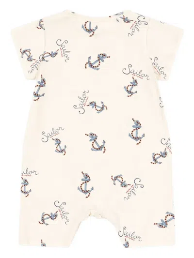 Konges Sløjd Anchor-print Short-sleeve Romper In White