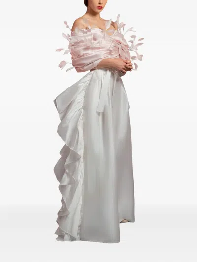 Gaby Charbachy Feather-detail Ruffled Jumpsuit In Multi