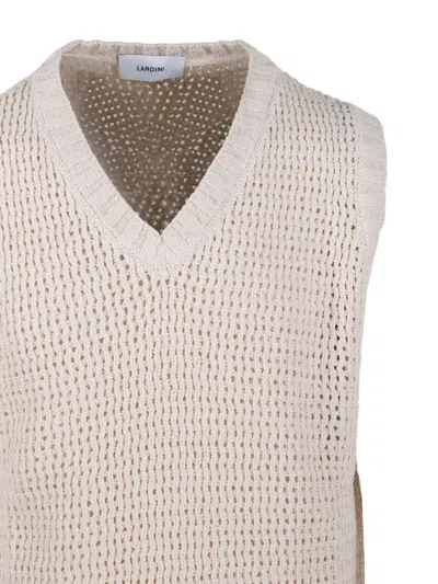 Lardini V-neck Textured Knit Gilet In Neutral