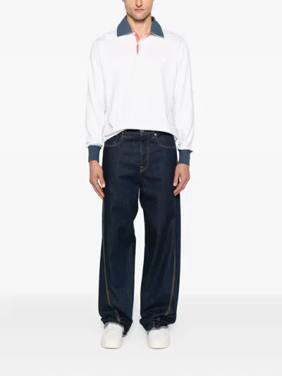 Gant Long-sleeve Contrast-collar Polo Shirt In Multi